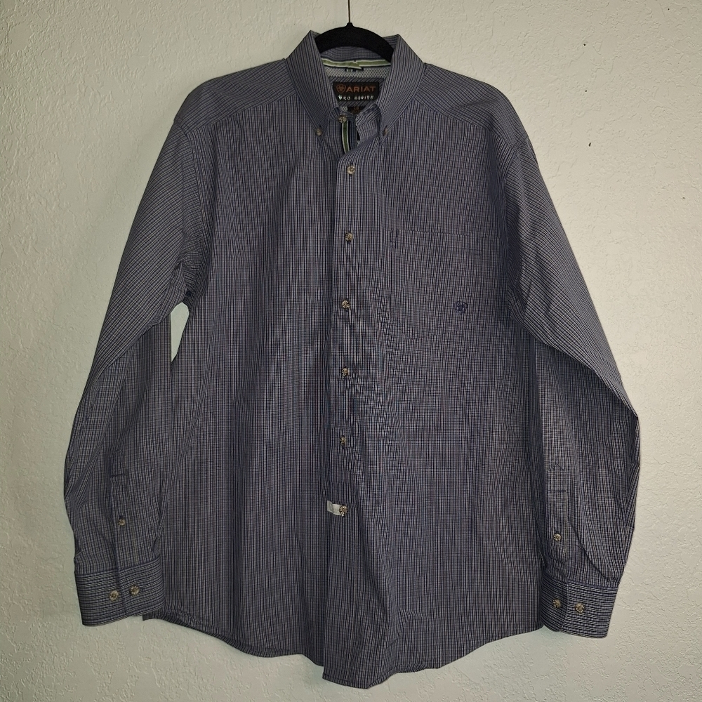 Ariat Pro Series Shirt Mens L Plaid Button Down Western Long Sleeve